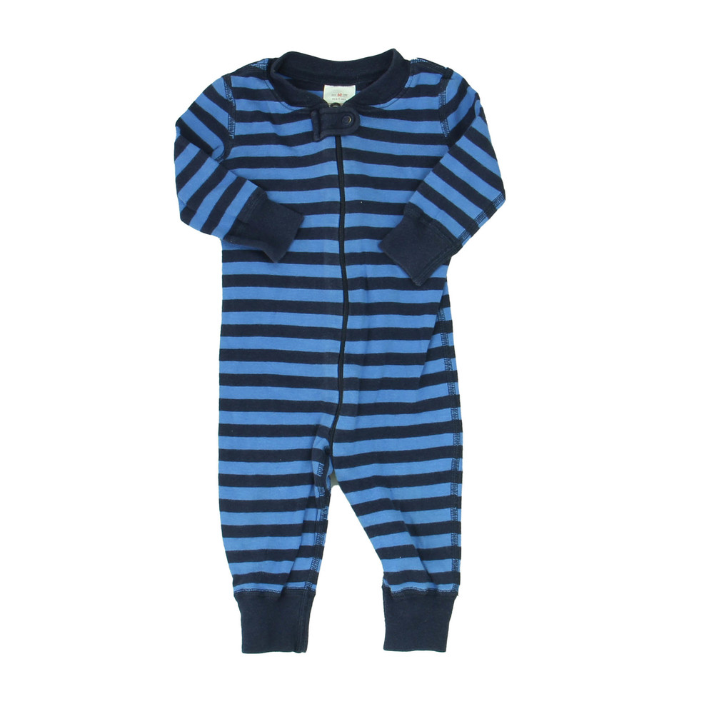 Hanna Andersson Boys Blue Stripe 1-piece Non-footed Pajamas size: 6-9 Months